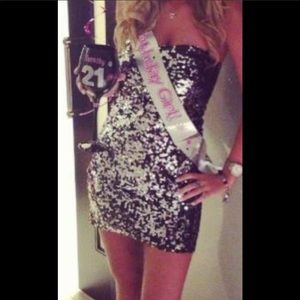 Strapless sequin dress